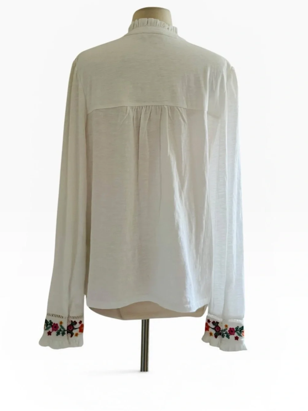 Boden Embroidered Floral Button Front Top - Picture 3 of 10